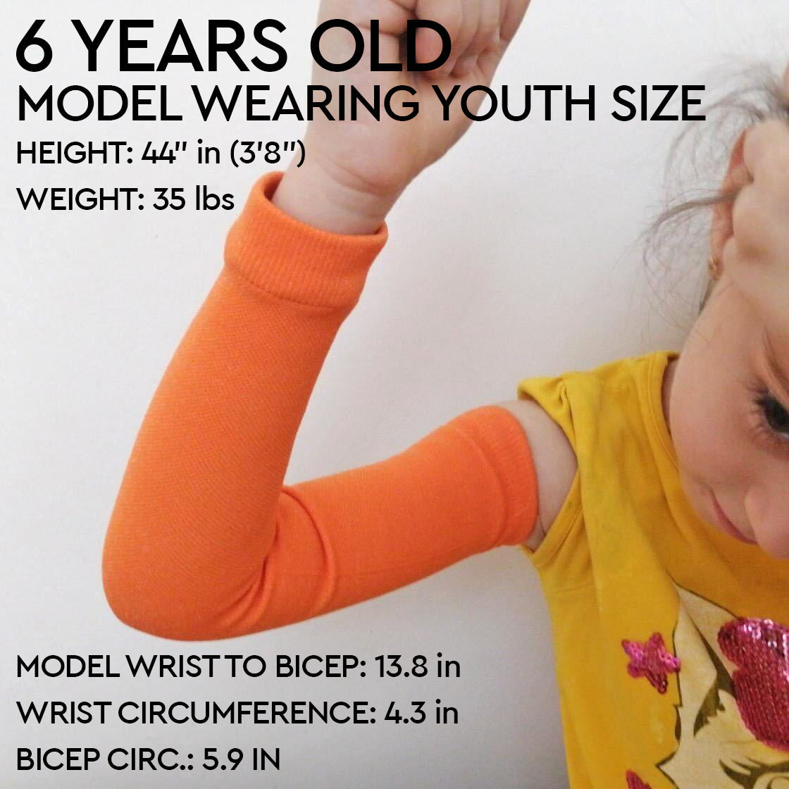 Custom Numbered Arm Sleeve - Microfiber Youth / Orange